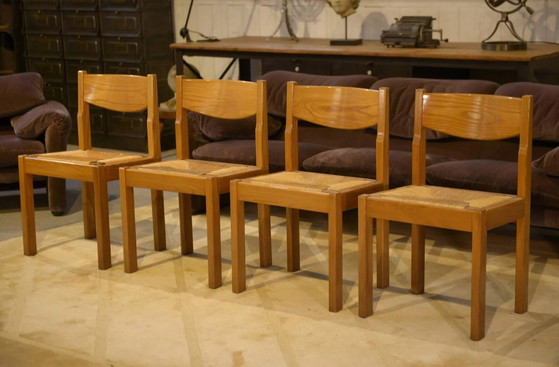 Set di 4 sedie in olmo Maison Regain anni '60 – Sedie da pranzo, Legno, Vintage (photo 12 of 12)