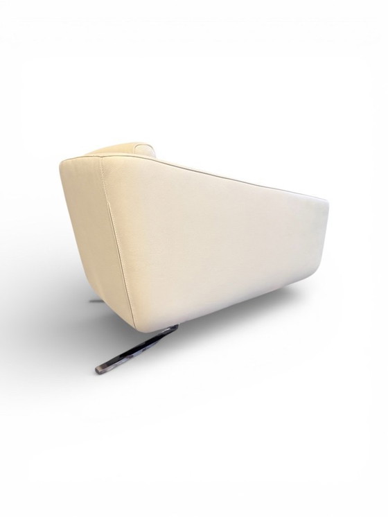 Image 1 of Fauteuil Pavo en cuir crème avec structure chromée de FSM, années 2000