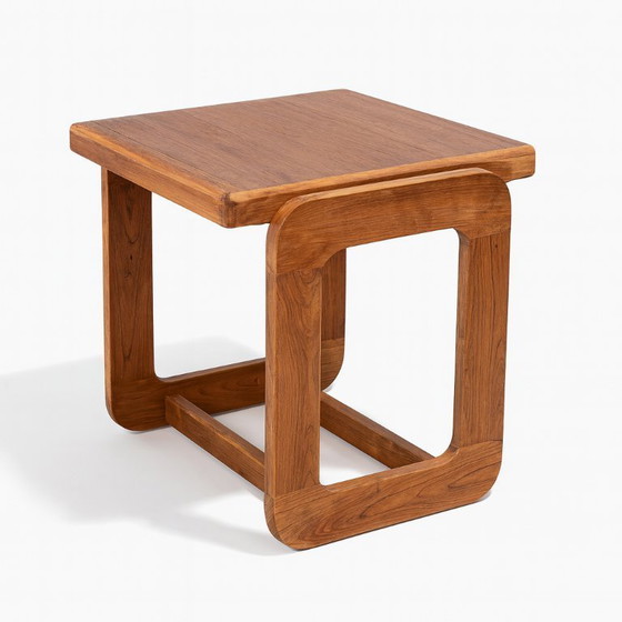 Image 1 of Pair of Brutalist Side Tables, Beech Wood, 1970s, Germany