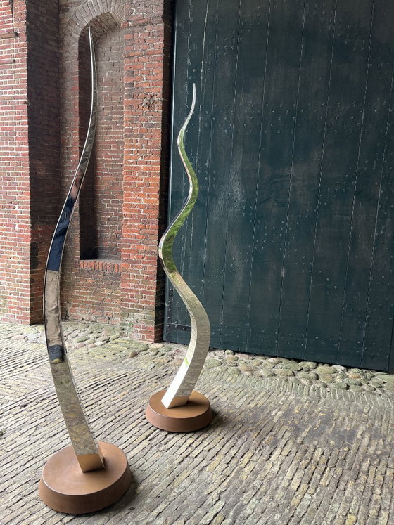 Image 1 of Kinetic Stainless Steel Sculptures – Unique Handmade Art Set