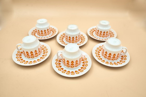 Image 1 of 6 Midcentury Porcelain Coffee Cups & Saucers, EPIAG, Czechoslovakia
