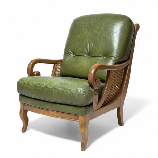 Lounge-Sessel im Stil der Mitte des 20. Jahrhunderts, Seiten aus Rohrgeflecht, 1960er Jahre