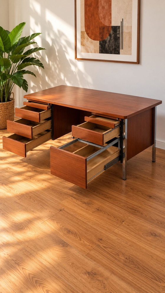 Scrivania ORDO vintage design scandinavo – Scrivanie, Legno, Cromo (photo 5 of 9)
