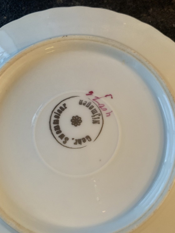 1 large plate and 6 small plates – Gebr. Swemmelaar, Crockery, Gold, Porcelain (photo 7 of 10)