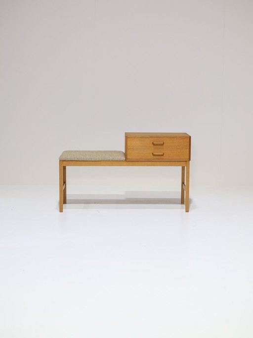 Hallway bench chest of drawers Swedish vintage oak