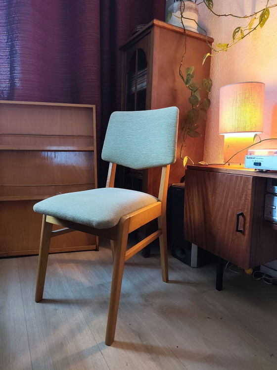 Beautiful Vintage Danish Dining chairs, Mid-Century Modern 1960s (2 pcs), Textile, Wood, Brown (photo 4 of 5)