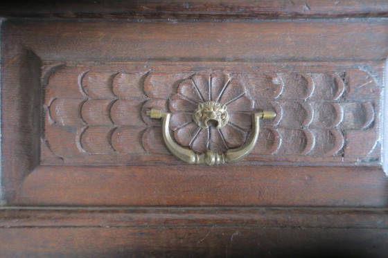 Image 1 of Antique Carved Oak Farmhouse Wardrobe, 1780