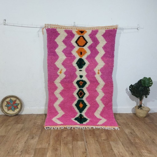 Pink Moroccan Berber Rug – Colorful Handmade Berber Carpet | 215 × 130 cm