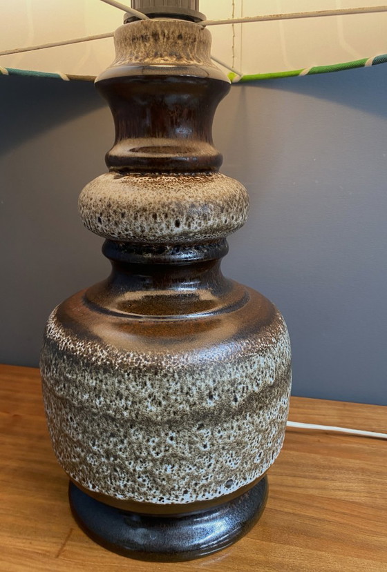 Image 1 of Lampada da tavolo in ceramica con paralume verde di Hustadt-leuchten, anni '70.