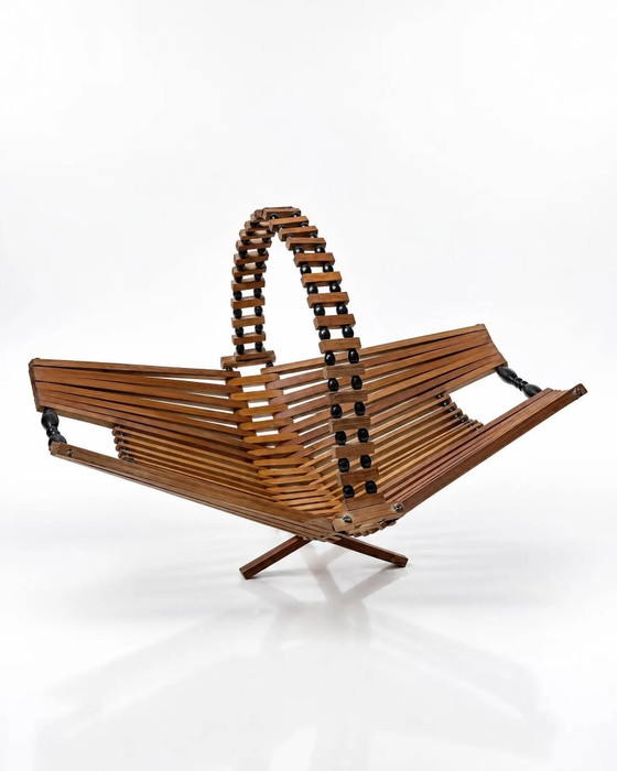Ciotola per frutta vintage in legno degli anni '60, Design Mid-Century, Ciotole, Bambù, Marrone, Scandinavian (foto 9 di 9)
