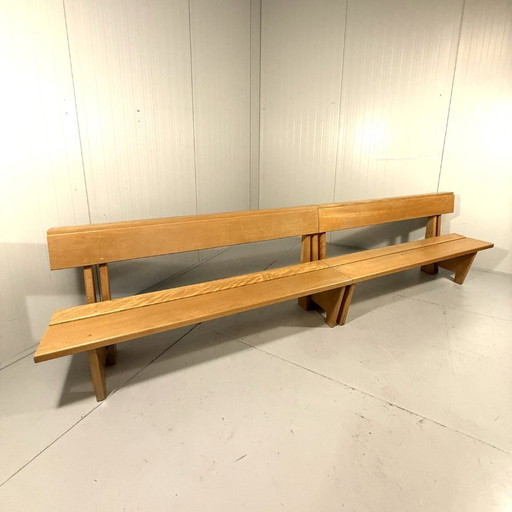 XL Modernist solid beech wood bench 1960s