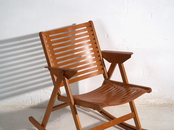 Antique folding Rex rocking chair by Niko Kralj – Slovenia, circa 1970 – Brass, Vintage (photo 20 of 40)