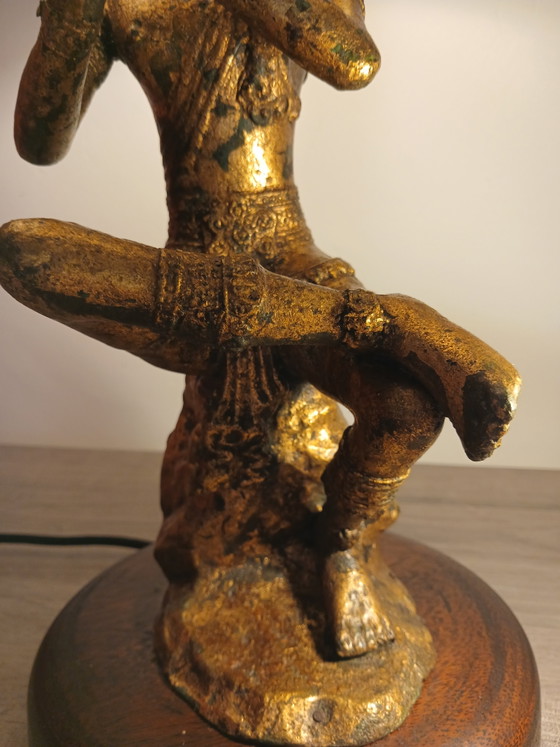 Seltene Große Thai Bronze Lampen 19. Jh. Gestempelt Chiang Mai Seide Thai Brokat – Thaïlande 19 eme (photo 9 of 15)