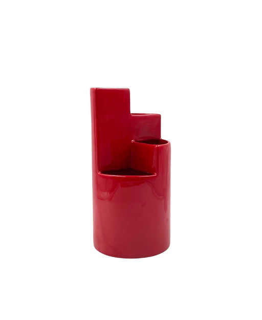 Franco Bettonica, Vase en céramique rouge Mod. Fb1, Gabbianelli Italie Ca. 1970