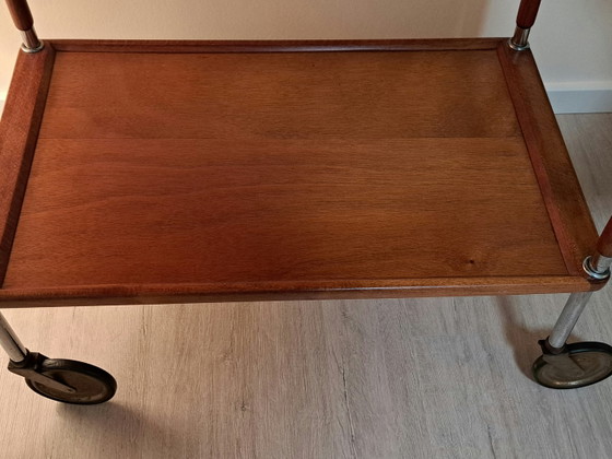Serveerwagen in Thonet-stijl uit het midden van de 20e eeuw – Teak en chroom, designklassieker uit de jaren (photo 10 of 13)