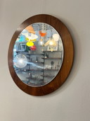Vintage Danish Teak Mirror, Round, 1970's