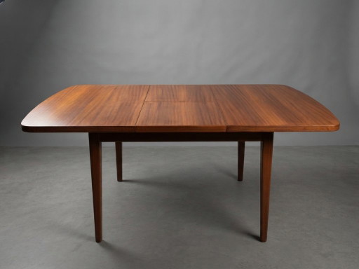 Table de salle à manger extensible vintage années 60 – Scandinave – Rallonge papillon