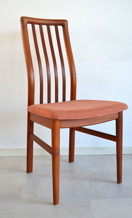 6 x chaises de salle à manger vintage danoises Kai Kristiansen – Schou Andersen, Velours, Bois (photo 11 of 13)