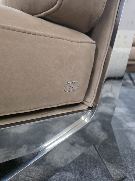 De Sede DS-60 sofa + 2 armchairs Naturale leather, 3-5 seaters, polished steel, Chrome, Beige (photo 3 of 6)