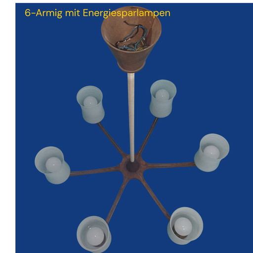 Lámpara de techo de diseño original de teca Temde de mediados de siglo