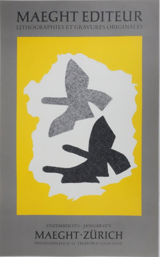 Georges Braque: Die zwei Vögel, Original-Lithografie-Poster – Paper