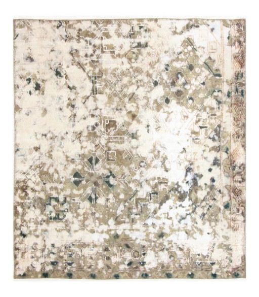 Oriental Hand-Knotted Vintage Art Classic & Relief Design 128 x 115 cm Beige Color