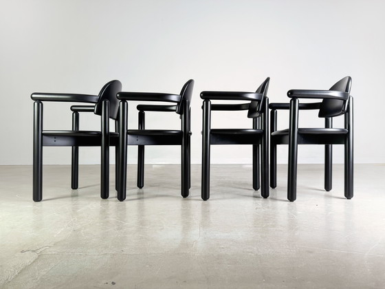 Image 1 of Set of 4 Original Vintage Rainer Daumiller Chairs Black Similar to Gubi