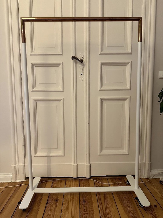 Image 1 of Frost Denmark BUKTO Clothes Rack with Wheels, 103cm, White/Copper