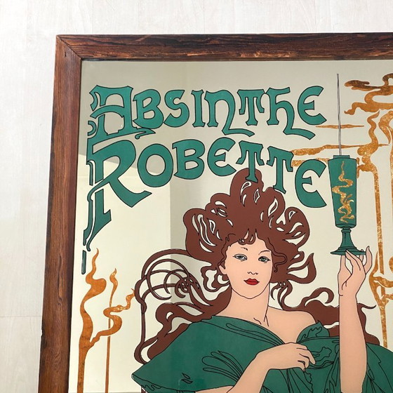 Image 1 of Absinth Robette Jugendstil Werbung Bemalter Spiegel