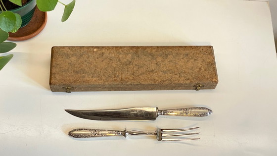 Image 1 of Silver-plated cutlery set with Minerva helmet, Paris