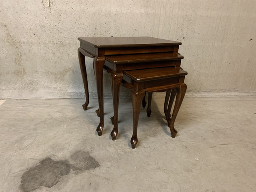 Beistelltischset im Queen-Anne-Stil aus Mahagoni. Mini-Set