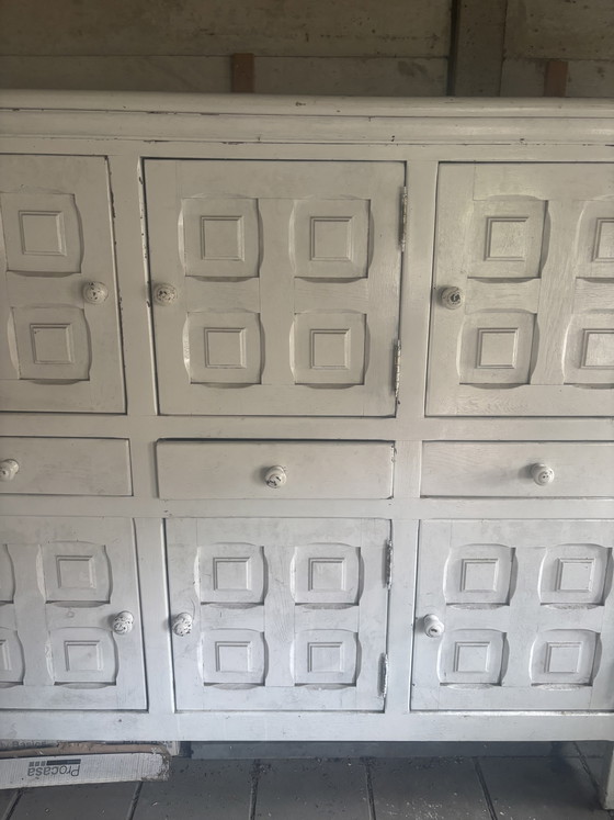 Image 1 of Grote Vintage Brutalist Buffetkast / Dressoir – 201 x 164 cm