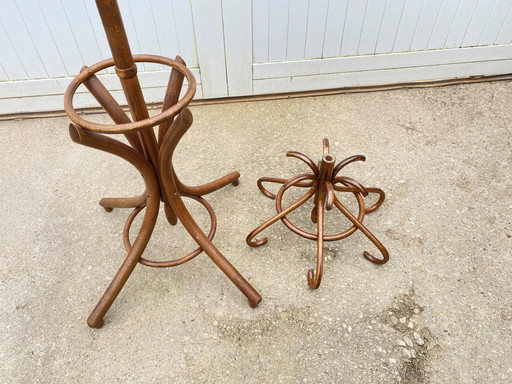 Zwenkbare papegaai kleerhanger stijl Baumann Bistrot 1960 gebogen hout