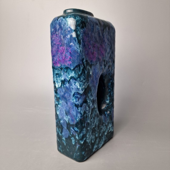 Image 1 of Vaso Fat Lava vintage della Germania Ovest, prodotto da Marei. Numero di modello: 2004. Colori: blu e viola.