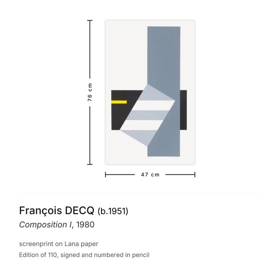 François Decq Gesigneerde zeefdruk Composition I 1980 – Litho's & Zeefdrukken, Paper (photo 3 of 5)
