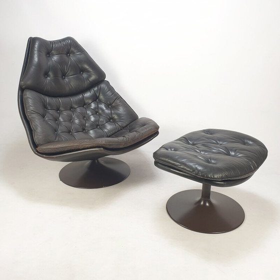 Image 1 of F588 vintage armchair with ottoman by Geoffrey Harcourt for Artifort, 1960