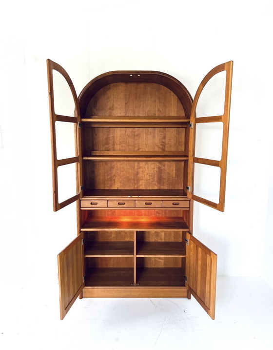 Image 1 of Vintage teak arch cabinet with display case, Dyrlund '70s