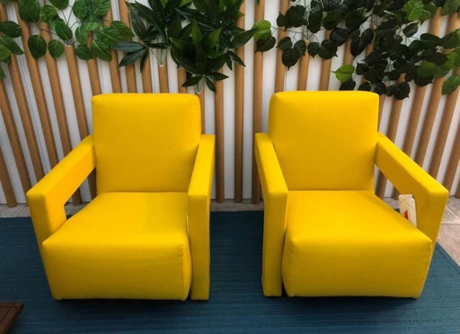 CASSINA 2x Fauteuil 637 Utrecht 2024 (NEUF Jamais Utilisé) KVDRAT JAUNE 13L Laine