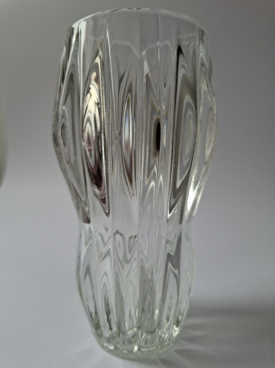 Image 1 of Vintage Rosice Sklo Union Glass Vase – Mid Century Pressed Glass – 15 cm – Czechoslovakia