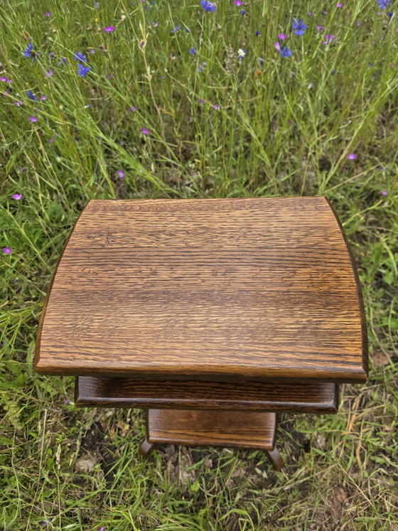 Image 1 of Vintage boeken- en bijzettafel eikenhout