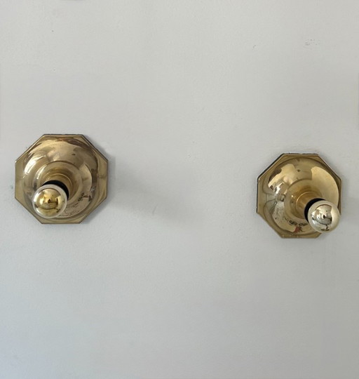 Paar vintage messing wandlampen van Motoko Ishii voor Staff Leucthen, 1970