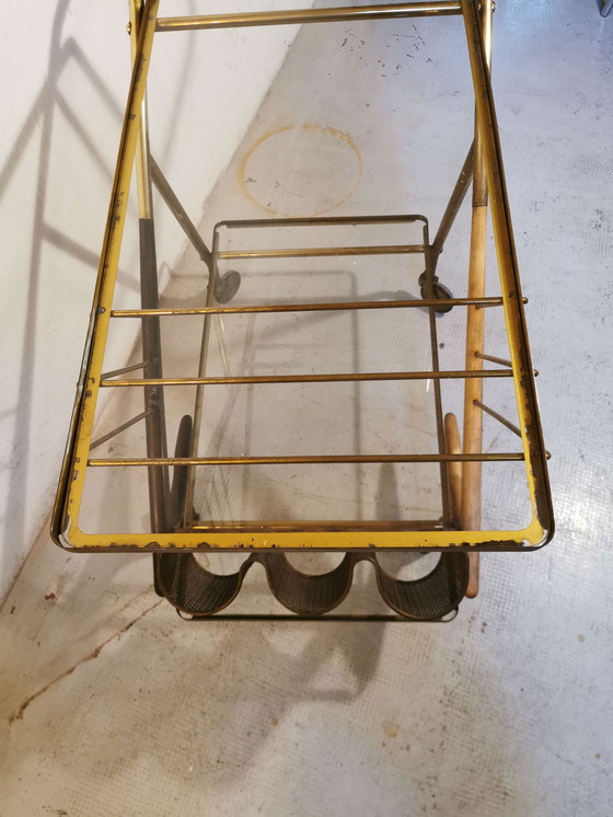 Image 1 of Trolley in brass and wood, 1950s