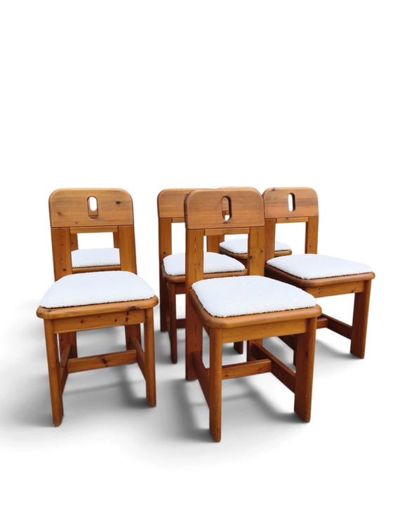6 rare sedie da pranzo WASA, Tessile, Legno, Blu (foto 5 di 8)