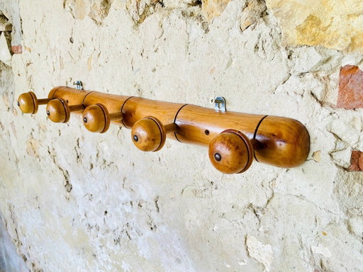 Mid-Century Faux Bamboo Wall Mount Coat Rack