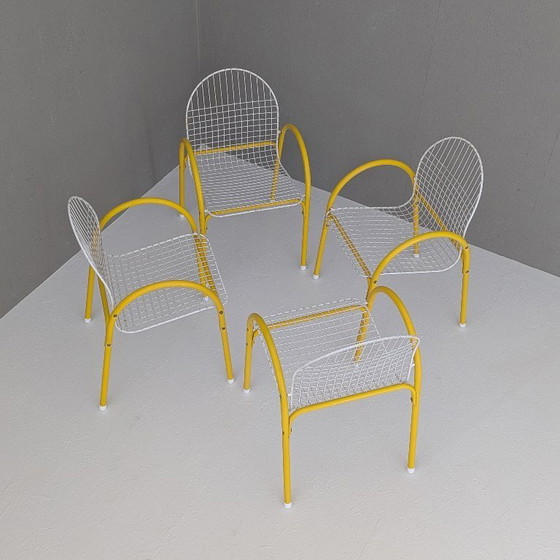 Image 1 of Chaises de jardin italiennes postmodernes en métal grillagé par EMU, années 1980