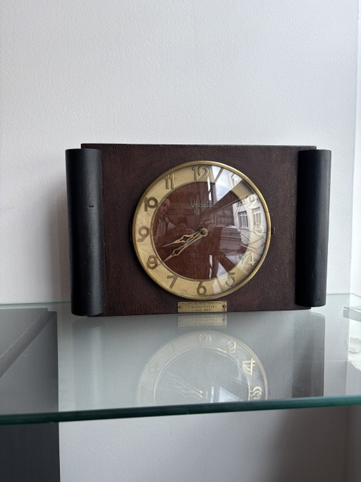 Vintage Electro Vedette Wanduhr – Frankreich, 1950er Jahre – klokken, Wood, Brass