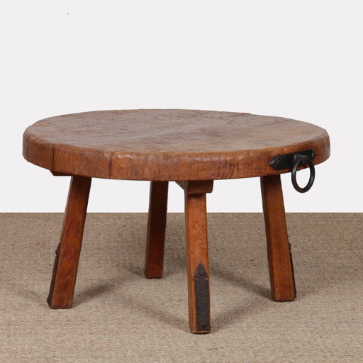 Oak coffee table in the style of Jean Touret, 1950