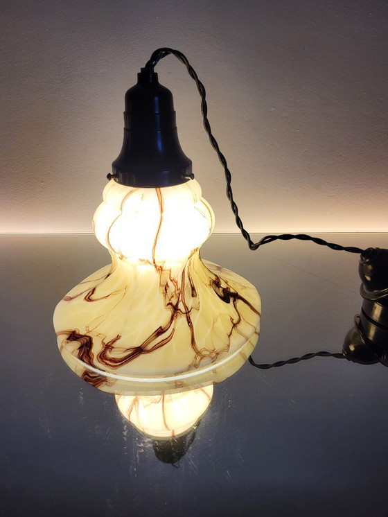 Image 1 of Opalglaslampe im Art-déco-Stil, seltenes Modell, Verreries de Scailmont, Henri Heemskerk, Belgien