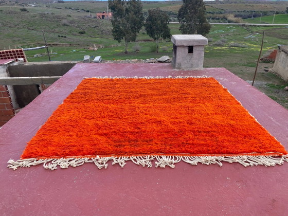 Large Beni Ouarain Rug 260x260 cm – Vibrant Orange Wool, Unique Piece – Rugs & carpets, Cotton, Bohemian (photo 12 of 13)