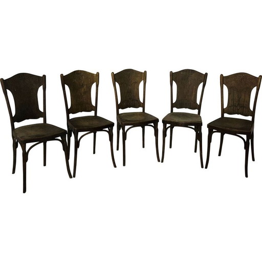 Set di 5 sedie vintage in legno di quercia JJ Khon